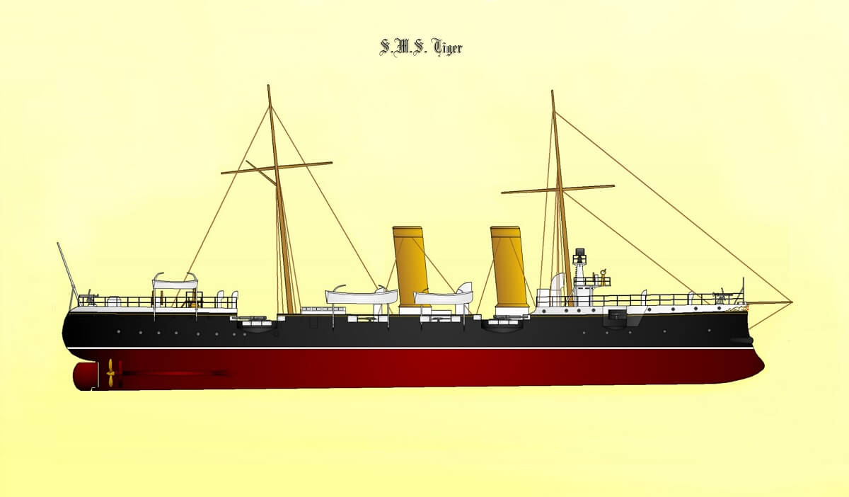 SMS TIGER torpedo cruiser side view